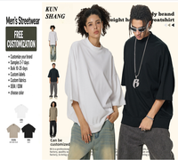 T-shirt Homme Col Montant Oversize en Coton Lourd 305 GSM Haute Qualité Respirant Style Hip Hop pour Streetwear Décontracté Marque Personnalisée OEM