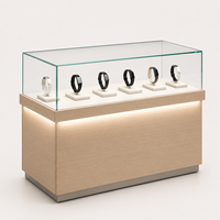 Présentoir d'accessoires pour téléphones portables et montres connectées avec éclairage LED, comptoir d'îlot en bois pour magasin, étagère de présentation