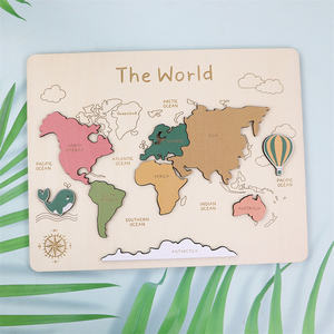 Rompecabezas 3D con mapa del continente del mundo personalizado, regalo de madera para oficina, escritorio, artesanía decorativa, juguete para niños - Product Image 3