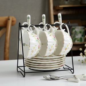 Nordic Pastoral Style Ceramic Coffee <b>Cup</b> and Plate <b>Set</b> British Gold Includes Afternoon <b>Tea</b> Spoon for Wholesale - Product Image 6