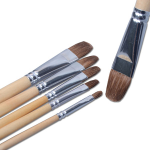 Fábrica 6 unids comadreja Natural del pelo mango de madera artista Filbert pintura cepillo - Product Image 1