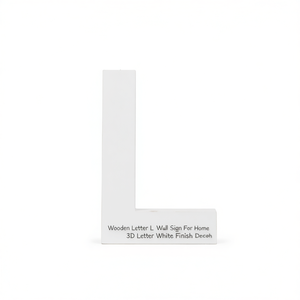 Lettre murale en bois L pour décoration intérieure, finition blanche 3D - Product Image 2