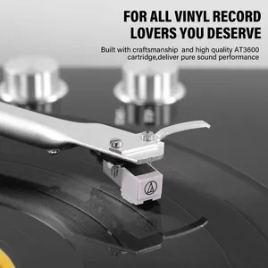 Tourne-disque à courroie pour lecteur de disques vinyles, sortie Bluetooth, préampli phono intégré, sortie numérique USB, 33/45 tours par minute - Product Image 5