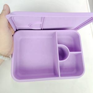Household Silicone Lunch <b>Box</b> with 4/6 Grid Food Container and Hot Color Lid Tableware Set - Product Image 2