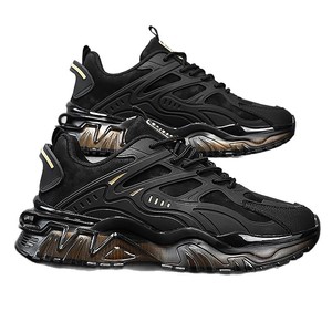 Zapatillas de running casuales con cordones, nueva moda de otoño, absorción de impactos, aumento de altura, parte superior de malla con suela gruesa estilo guerrero negro - Product Image 5