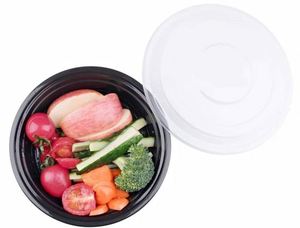Boîte de préparation de repas de 48 oz, ronde, noire, micro-ondable, avec couvercle transparent, boîte de rangement alimentaire - Product Image 2