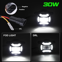 Feux antibrouillard LED ronds jaunes de 4 pouces 30W 6000K avec anneau halo blanc pour feux antibrouillard tout-terrain pour Jeep Wrangler JK JL