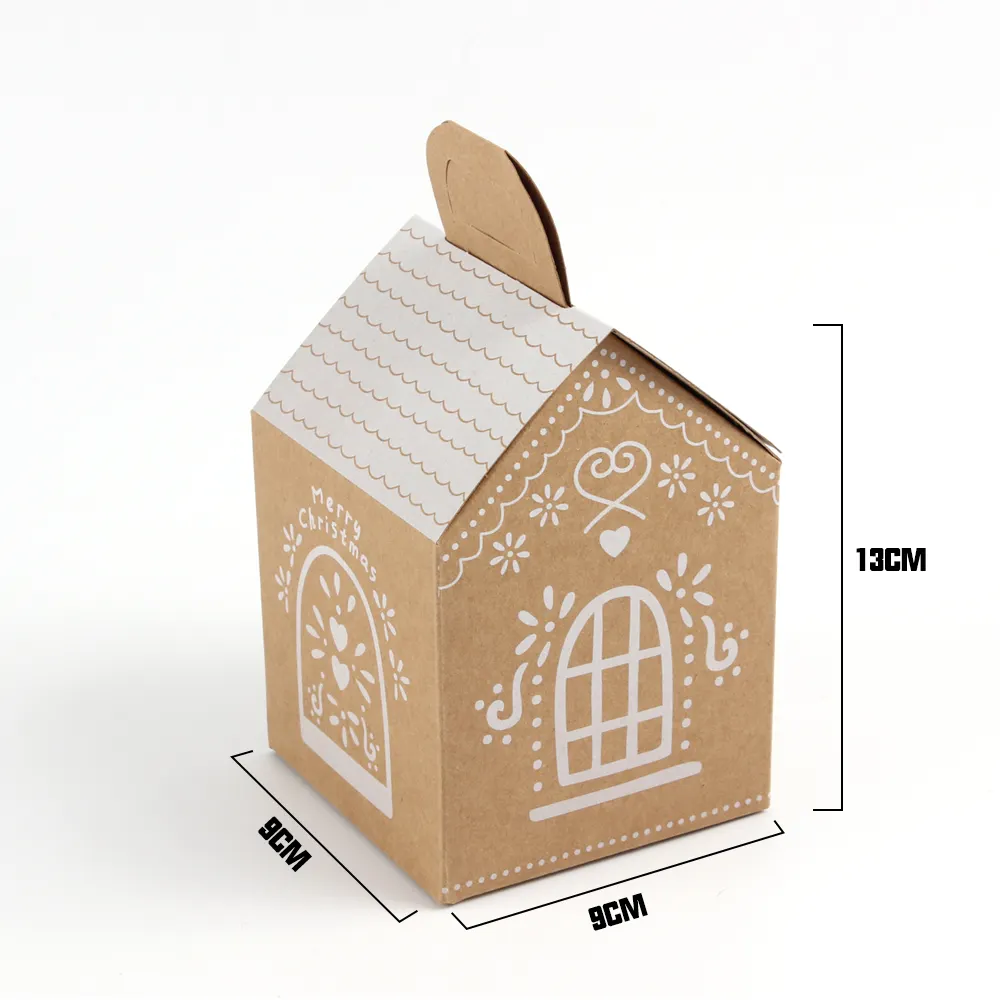 Caja de galletas RTS para regalo de Navidad, caja de comida para dulces con forma de casa, cracker