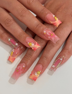 <span class=keywords><strong>Uñas</strong></span> Postizas 3D Hechas a Mano con Diseño <span class=keywords><strong>de</strong></span> Mariposa Cuadrada, Acrílicas Brillantes con Diseño <span class=keywords><strong>de</strong></span> Margarita, <span class=keywords><strong>Uñas</strong></span> Personalizadas para Salón <span class=keywords><strong>de</strong></span> Belleza - Product Image 1