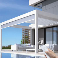 Systèmes de couverture à lames orientables automatiques pour l'extérieur, en alliage d'aluminium, imperméables, pare-soleil, pergola rétractable