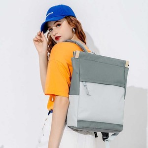 Sac à dos unisexe pour ordinateur portable grande capacité, couleur unie, coutures contrastées, poignée design, pour usage quotidien, Printemps 2025 - Product Image 2