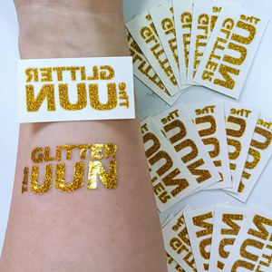 Pegatina de tatuaje de oro rosa personalizada a la moda, tatuaje metálico, lámina de joyería, tatuaje temporal para decoración corporal - Product Image 4