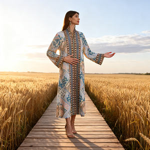 Abaya de luxe personnalisée avec strass thermocollants en polyester, design élégant et tissu de haute qualité pour femmes musulmanes - Product Image 4