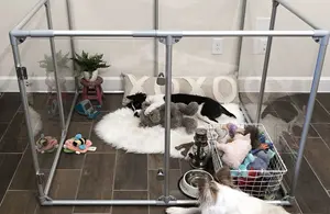 36 "Grote Pen Opvouwbare Hond Hek Hond Hek Opvouwbaar Transparant Acryl Hond Spelen Pen Metaal - Product Image 6