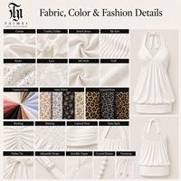 Robe Courte Blanche Personnalisée pour Femme, Col Halter, Décolleté Plongeant, Ourlet Froncé Effet Bulle, en Viscose Respirante, Style Romantique et Mignon Y2K, pour Soirée, OEM/ODM