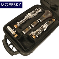 MORESKY Ebony Wood/Grenadilla Professional Clarinet Bb/sib Silver Plated 19 Keys Klarnet Brilliant