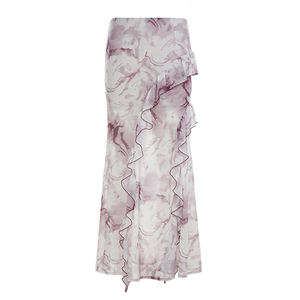 Ombre <b>Sheer</b> Mesh Mermaid <b>Maxi</b> <b>Skirt</b>-Natural Waist Breathable Stretchy Fit with Ruffled Hem Casual Style for Resort & Beach - Product Image 6