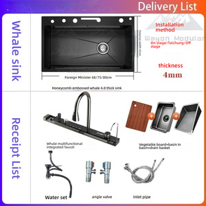 Wayon 75 Texture Cellulaire Baleine Chutes Évier De Cuisine Grande Casserole Unique 4MM En Acier Inoxydable <span class=keywords><strong>Lave</strong></span>-<span class=keywords><strong>Vaisselle</strong></span> Bassin Baleine <span class=keywords><strong>Robinet</strong></span> Intégré - Product Image 6