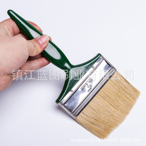 Pinceau plat à poils de porc, manche en plastique vert foncé, 12-19 mm, origine Zhenjiang, pour peinture - Product Image 2