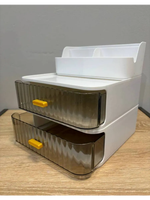 Organisateur de maquillage de bureau avec tiroir transparent, boîte de rangement empilable pour cosmétiques, idéal pour la coiffeuse