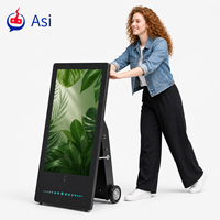 Kiosque pliable de 43 pouces à haute luminosité (2000 nits), résistant aux intempéries (IP65), avec batterie intégrée et CMS basé sur le cloud pour la publicité extérieure