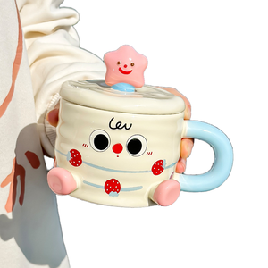 Tazza in Ceramica per Coppie con Coperchio, per Uso Domestico o in Ufficio, Regalo di Compleanno o Souvenir per il Ritorno a Scuola - Product Image 1