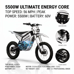 มอเตอร์ไซค์วิบากขายดี 5500W 60V27Ah พร้อมแบตเตอรี่ถอดได้ ความเร็ว 46 ไมล์ต่อชั่วโมง มีสินค้าในคลังสินค้า กำลังไฟ 5500W ให้พลังสูง - Product Image 2