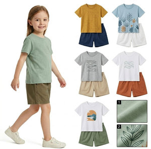 Ensembles T-shirt et short pour enfants, couleurs mélangées, imprimés nature, 0-12 ans, fabriqué en Chine, modèle 2026.4, prêt à être expédié - Product Image 1