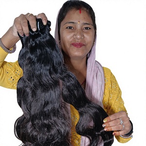 Wholesale <b>Cheap</b> 100% Virgin Cuticle Aligned Indian Temple Human Hair <b>Extensions</b> 8 Inches Raw Unprocessed Bodywave Bundle Loose - Product Image 1