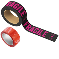 Cinta Adhesiva Roja Frágil Personalizada a Precio de Fábrica, Rollo Jumbo con Logotipo Impreso Personalizado, Cinta de Sellado de Cartones de Plástico, Película BOPP de Alta Resistencia