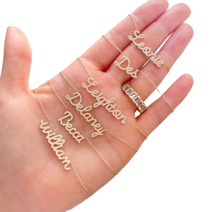 Collier avec lettres en zircon pavé QIUHAN, bijoux en or vermeil, collier personnalisé avec nom - Product Image 1