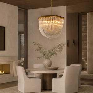 Lámpara de araña contemporánea de latón y vidrio curvado para decoración de sala de estar - Product Image 2