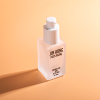 Botol Kaca Foundation Cair Persegi 30ml 1oz dengan Pompa Tekan untuk Kemasan Lotion Krim Wajah