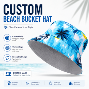 Custom <b>Bucket</b> <b>Hats</b> Custom Logo Printed Fisherman <b>Hats</b> for Men <b>Women</b> Kids Summer Beach Outdoor Sun Protection - Product Image 1