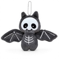 Porte-clés peluche chauve-souris Halloween, breloque de sac visage squelette, pendentif suspendu en peluche douce