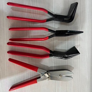 Pince à plier les tôles métalliques en acier au carbone de qualité industrielle, mâchoires lisses, poignée rouge, pour couper et plier - Product Image 2