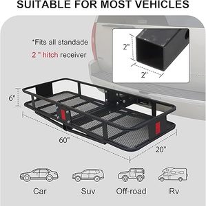 Porte-bagages pliable en acier Rockland, panier de support pliable, convient au récepteur de 2 "pour voitures, SUV, camionnettes et remorques. - Product Image 4