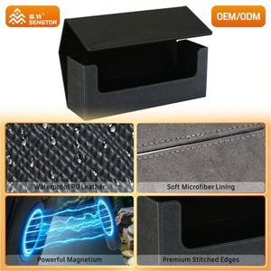 Premium Blue PU Leather <b>Card</b> Game Deck <b>Box</b> Square Corners Portable Compact Storage Case for Trading <b>Cards</b> Magnetic Closure - Product Image 2