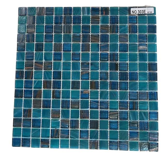 Modern Iridescent Rainbow Color Crystal Glass Metal Mosaic Tile for Pool and Bathroom Wall Decoration Customizable Size