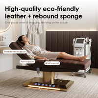Lit de massage électrique de luxe personnalisé avec base en bois, 4 moteurs, pour salon de beauté, spa, lit pour extensions de cils avec base en bois