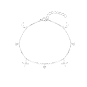Bracelet CANNER Simple en argent 925 avec breloques étoile et croissant de lune en zircon, bijoux pour filles - Product Image 1