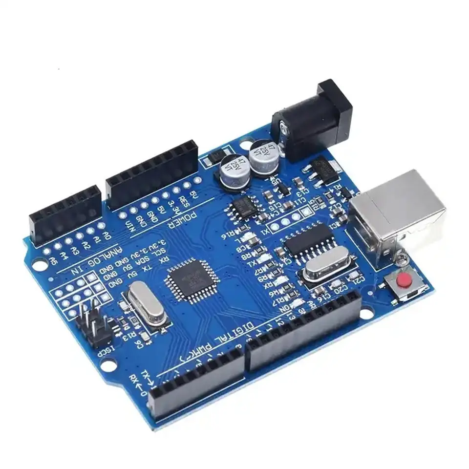 Componentes elétricos para Arduino UNO R3 com placa de desenvolvimento de pinos retos ATmega328P CH340 CH340G