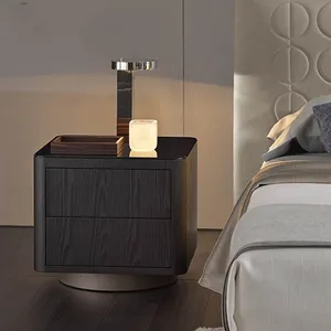 北欧设计现代实木豪华床头柜床头柜侧桌带2个抽屉