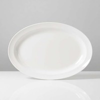 Assiettes ovales en céramique personnalisées DianTong de 16 pouces pour la restauration, vaisselle en porcelaine pour restaurants