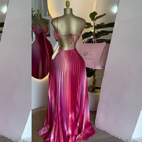 Robe longue élégante sans manches, sans bretelles, dégradée, pour femme, pour la plage, les soirées, sexy, plissée, W072401