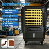 Enfriador de Aire Evaporativo Industrial Portátil de Alta Resistencia OEM 25000cmh, Ventilador de Pie con Agua para Fábrica, Enfriador de Aire para Desierto con Alcance de Aire de 30m