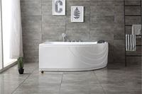 Baignoire de massage à remous en acrylique avec 6 buses de thérapie par air, baignoire d'angle spa avec robinet inclus pour salle de bain d'hôtel
