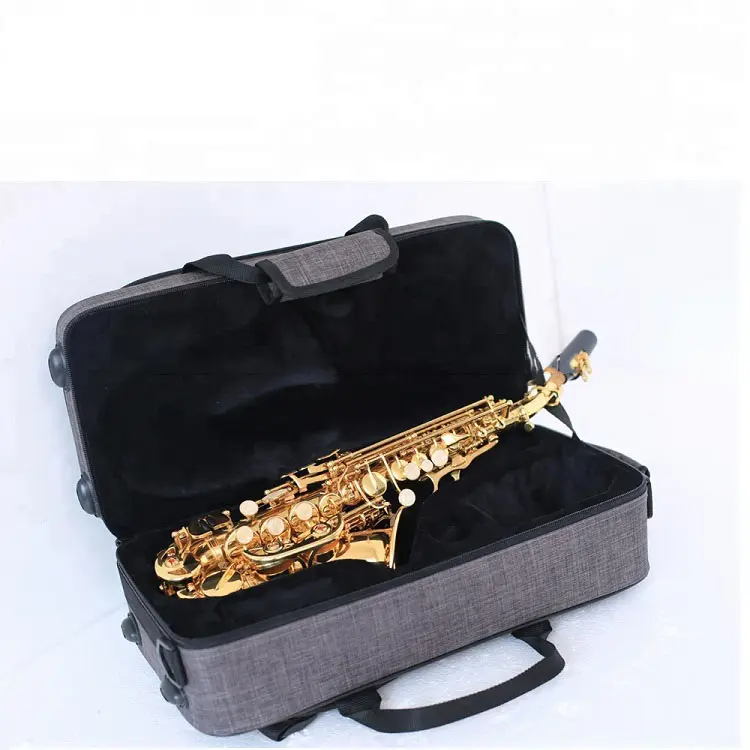 Saxofón Soprano con campana curvada, Funda dura, barato, venta al por mayor, China