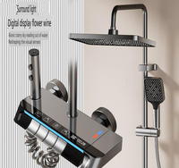 Conjunto de Ducha con Cascada y Lluvia, Pantalla Digital LED de Temperatura, Función de Pausa y Múltiples Funciones