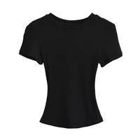 2026 Modischer gerippter Slim-Fit Crop Top für Damen – Sexy Cropped Kurzarm-Designer-T-Shirt mit kleinem Rundhalsausschnitt im Hot-Girl-Stil – Großhandel